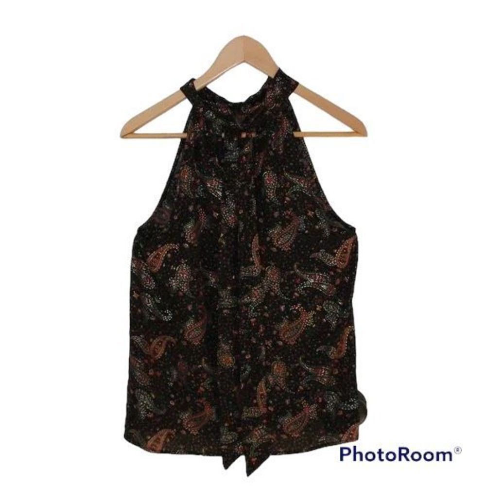 ✨J.Crew Factory Paisley Sleeveless Tie-Neck Halter Blouse✨ - Picture 5 of 8